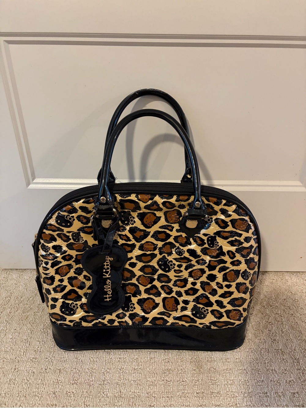Loungefly Hello Kitty Leopard Satchel - Black and Tan